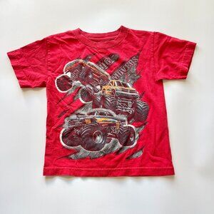 Boys 5 Big Movers Red graphic Monster Truck shirt